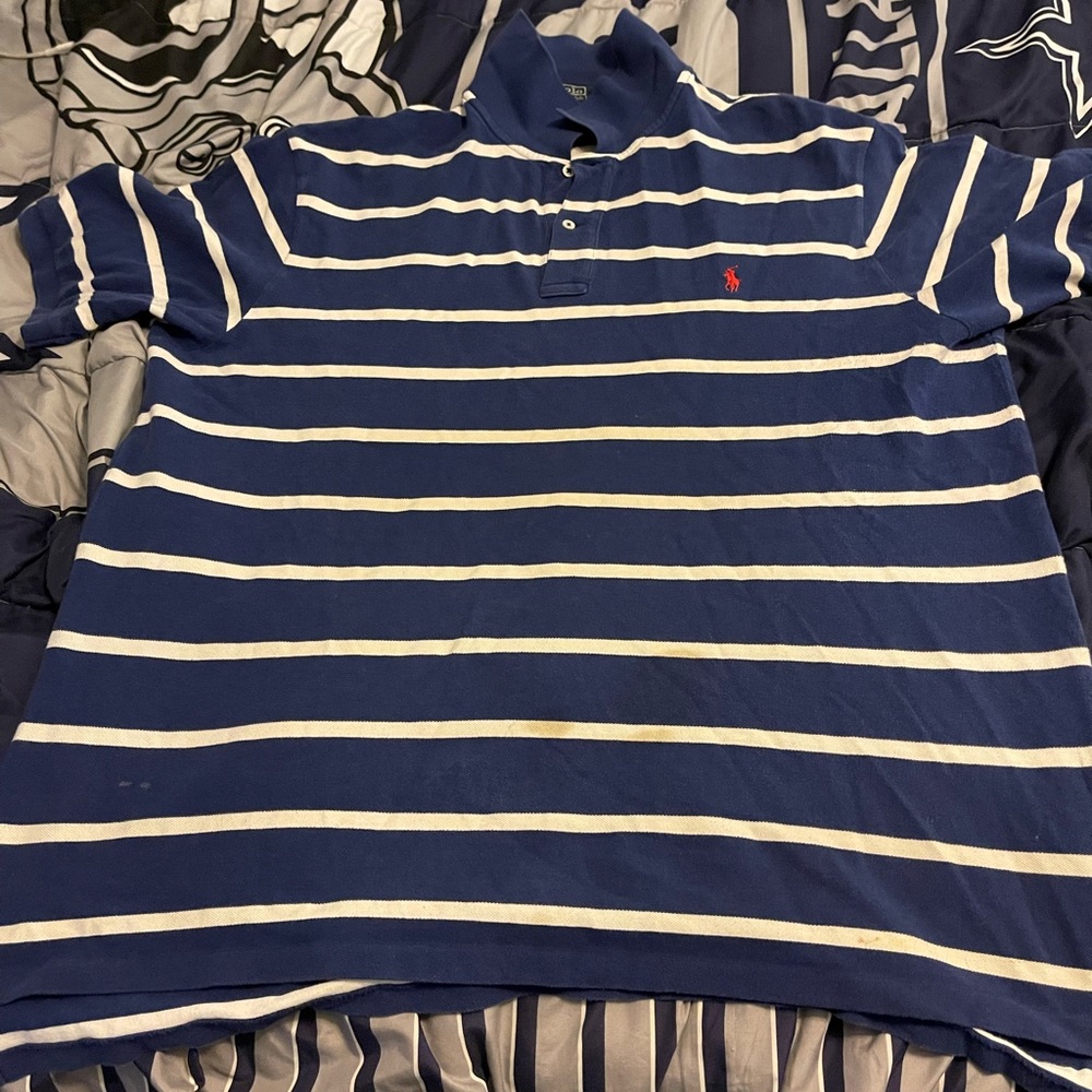 Ralph Lauren Polo - Blue/White Stripes w/ Red Pony